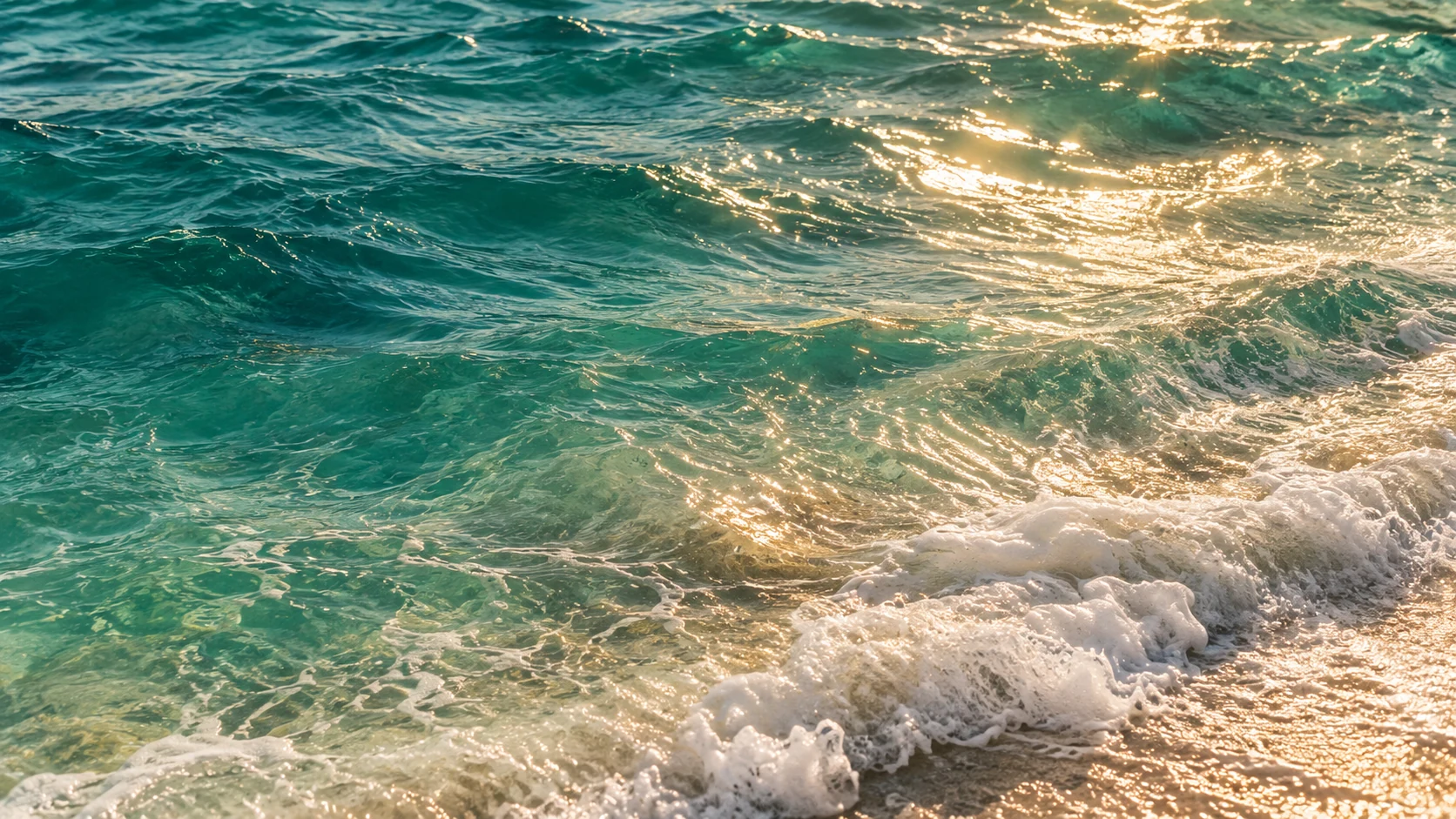 Turquoise water meeting the shore